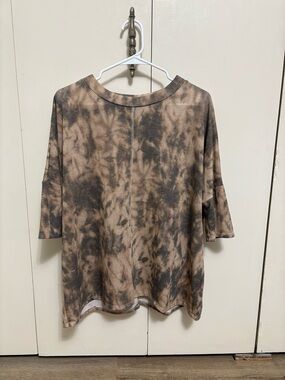 Hopely Brown Tie Dye Short Sleeve Crewneck Top Woman Medium NWOT